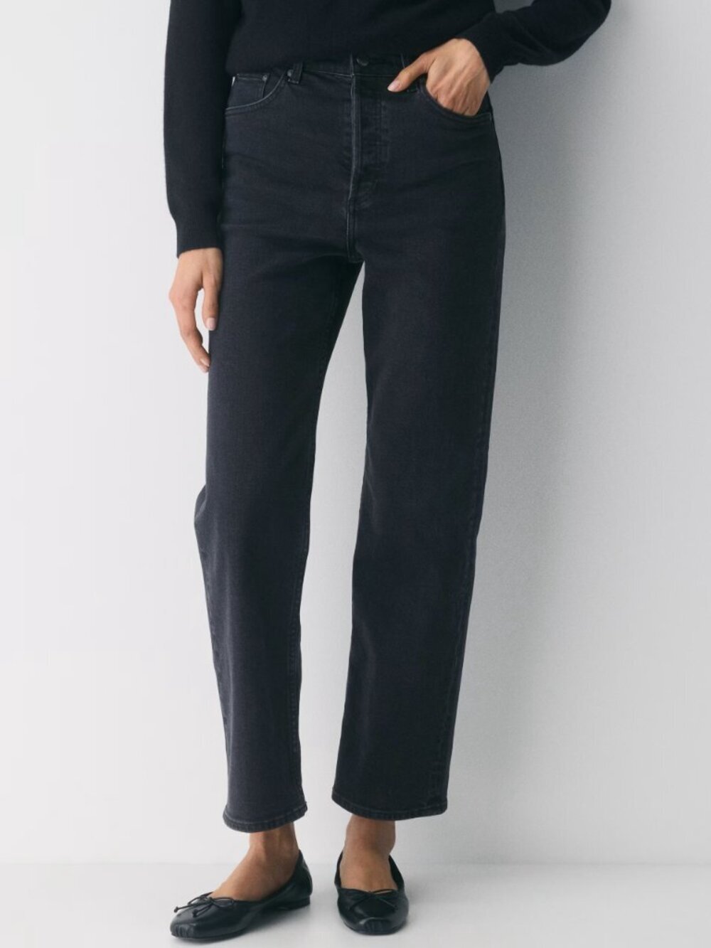 Denim Forum The Arlo High Rise Straight 28L Jeans Button-fly Black 28 #A1843